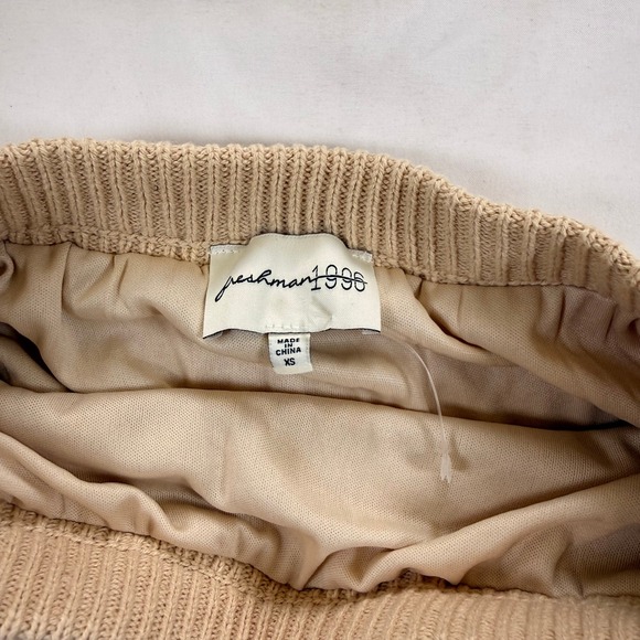 Freshman 1996 Women Tan Pointelle Knit 2 Piece Set Halter Crop Top Maxi Skirt XS - Picture 7 of 11